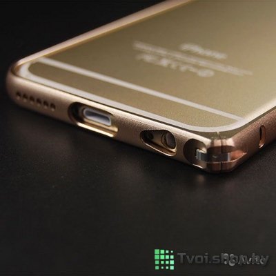 Бампер для iPhone 6/ 6s алюминиевый Cross, золотой - фото
