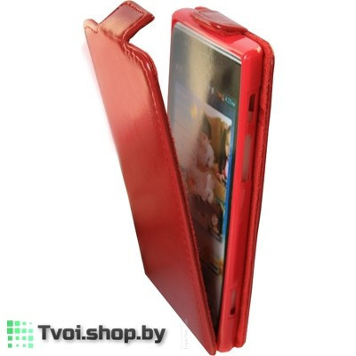 Чехол-блокнот Armor case для Alcatel One Touch Idol 6033X, красный (с деффектом потертости) - фото