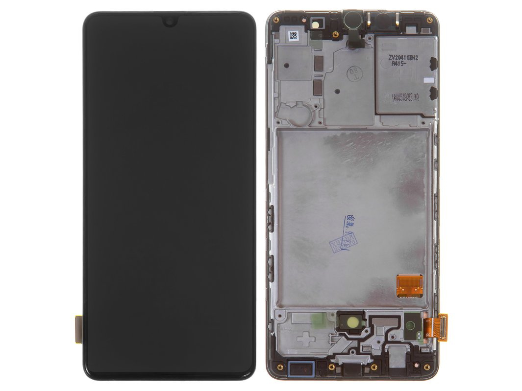 Дисплей (экран) для Samsung Galaxy A41 (A415) в раме с тачскрином, черный - фото