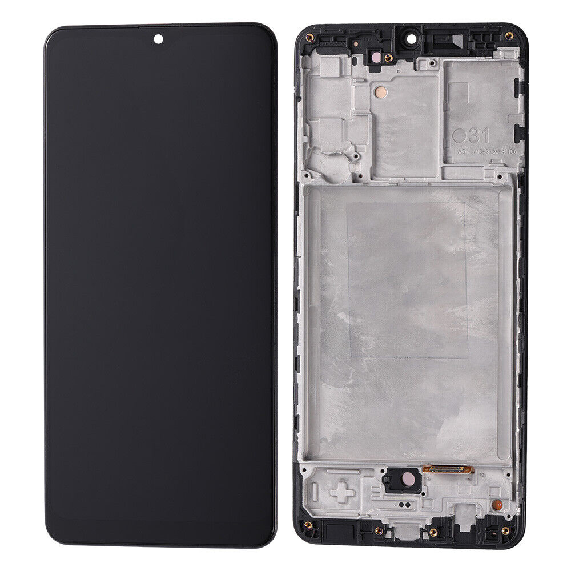 Дисплей (экран) для Samsung Galaxy A31 (A315) в раме c тачскрином (OLED), черный - фото