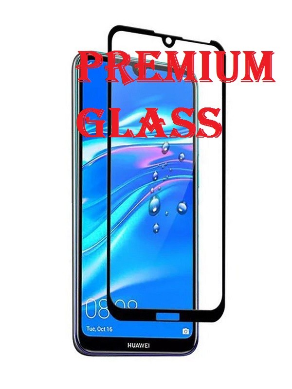Защитное стекло для Huawei Y7 2019 (Premium Glass) с полной проклейкой (Full Screen), черное - фото