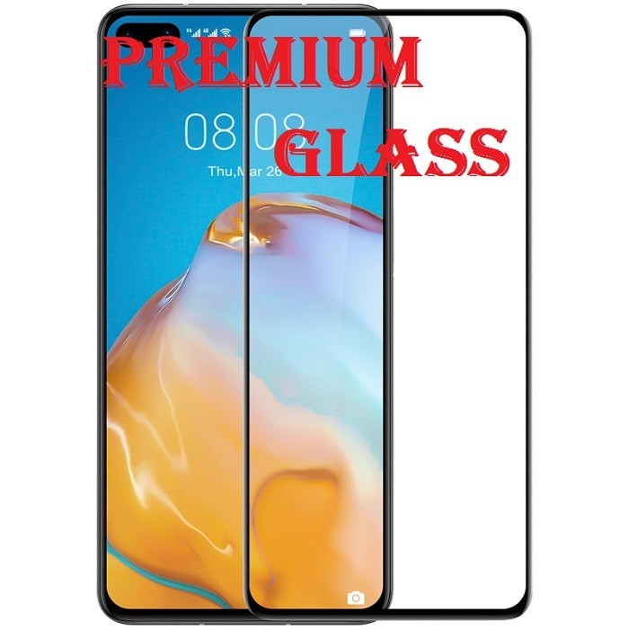 Защитное стекло для Huawei P40 (Premium Glass) с полной проклейкой (Full Screen), черное - фото