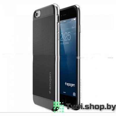 Чехол для iPhone 6/ 6s накладка SGP (2 в 1), черный с серебряным бампером - фото