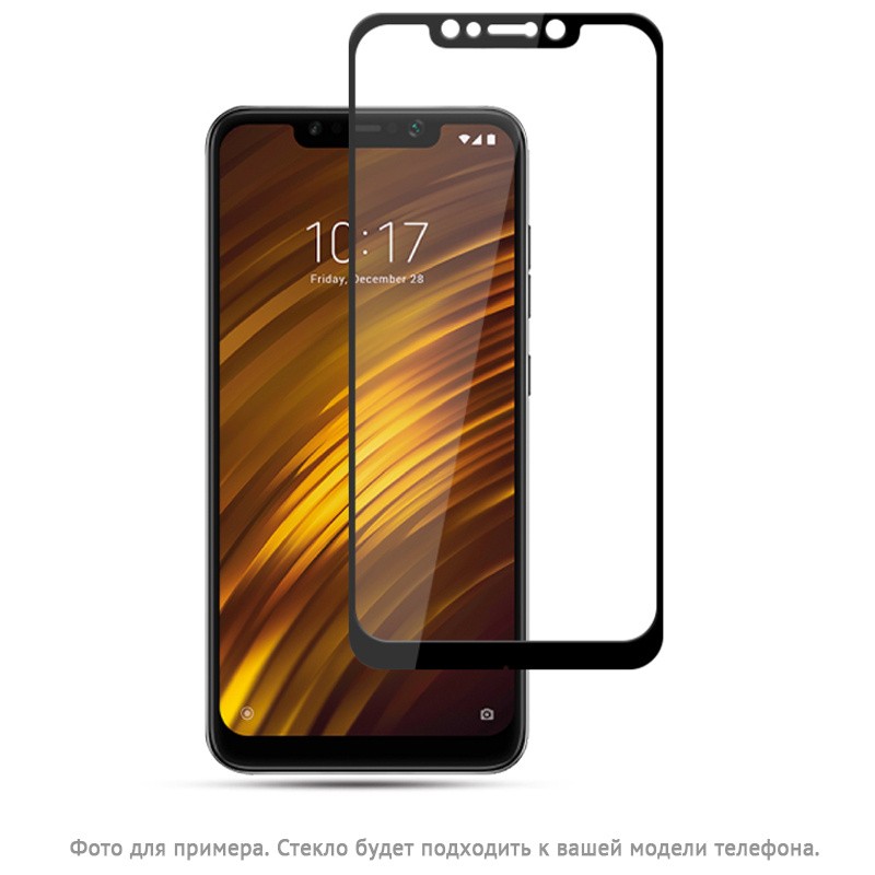 Защитное стекло для Xiaomi Pocophone F1 с полной проклейкой (Full Screen), черное - фото