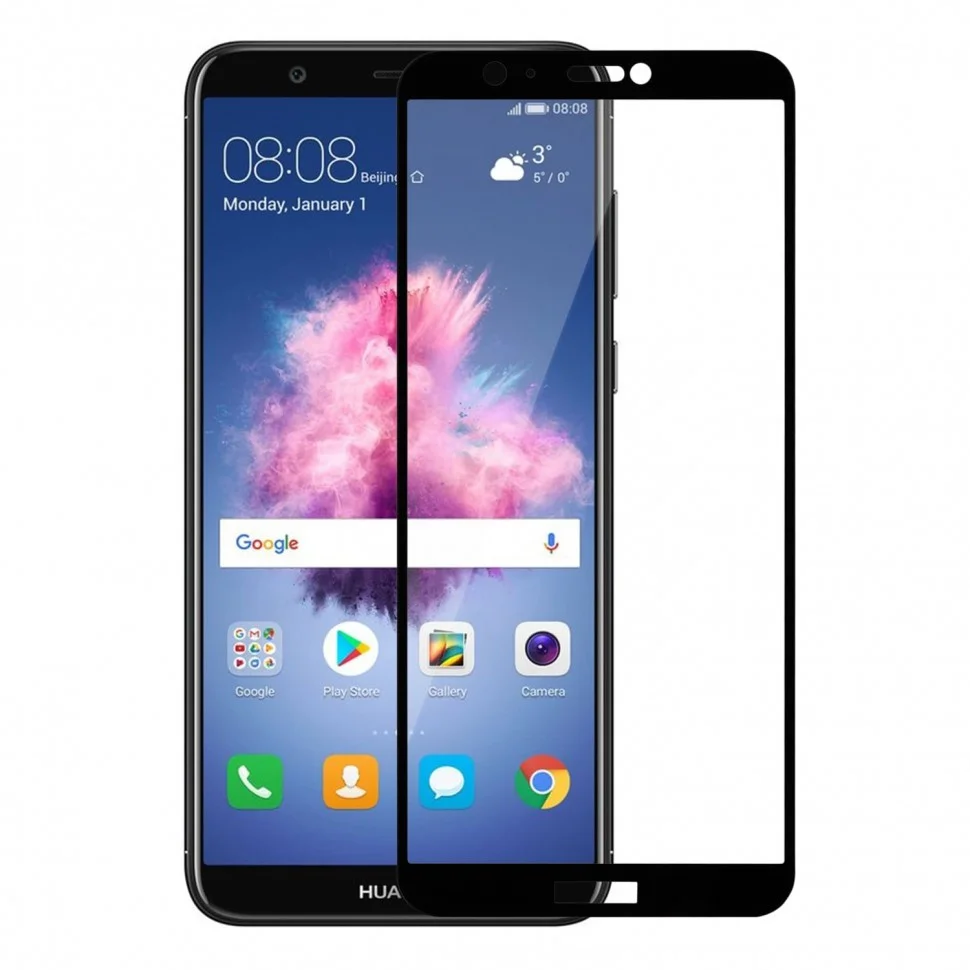 Защитное стекло для Huawei P Smart с полной проклейкой (Full Screen), черное