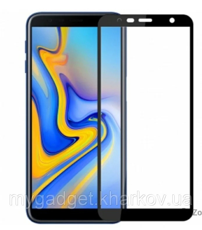 Защитное стекло для Samsung Galaxy J6 Plus 2018 (J610F) с полной проклейкой (Full Screen), черное - фото