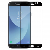 Защитное стекло для Samsung Galaxy J7 2017 (J730F) с полной проклейкой (Full Screen), черное - фото