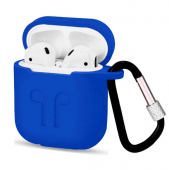 Силиконовый чехол для Apple Airpods с рисунком, синий - фото
