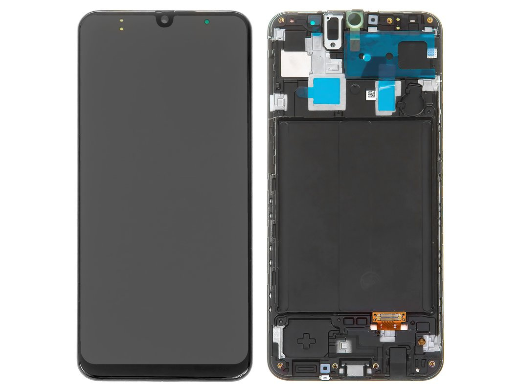Дисплей (экран) для Samsung Galaxy A30 (A305) в раме c тачскрином, черный - фото