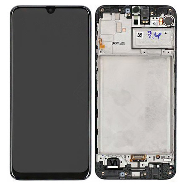 Дисплей (экран) для Samsung Galaxy M21 (M215) в раме c тачскрином, черный