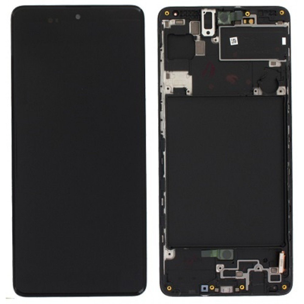 Дисплей (экран) для Samsung Galaxy A71 (A715) в раме c тачскрином, черный