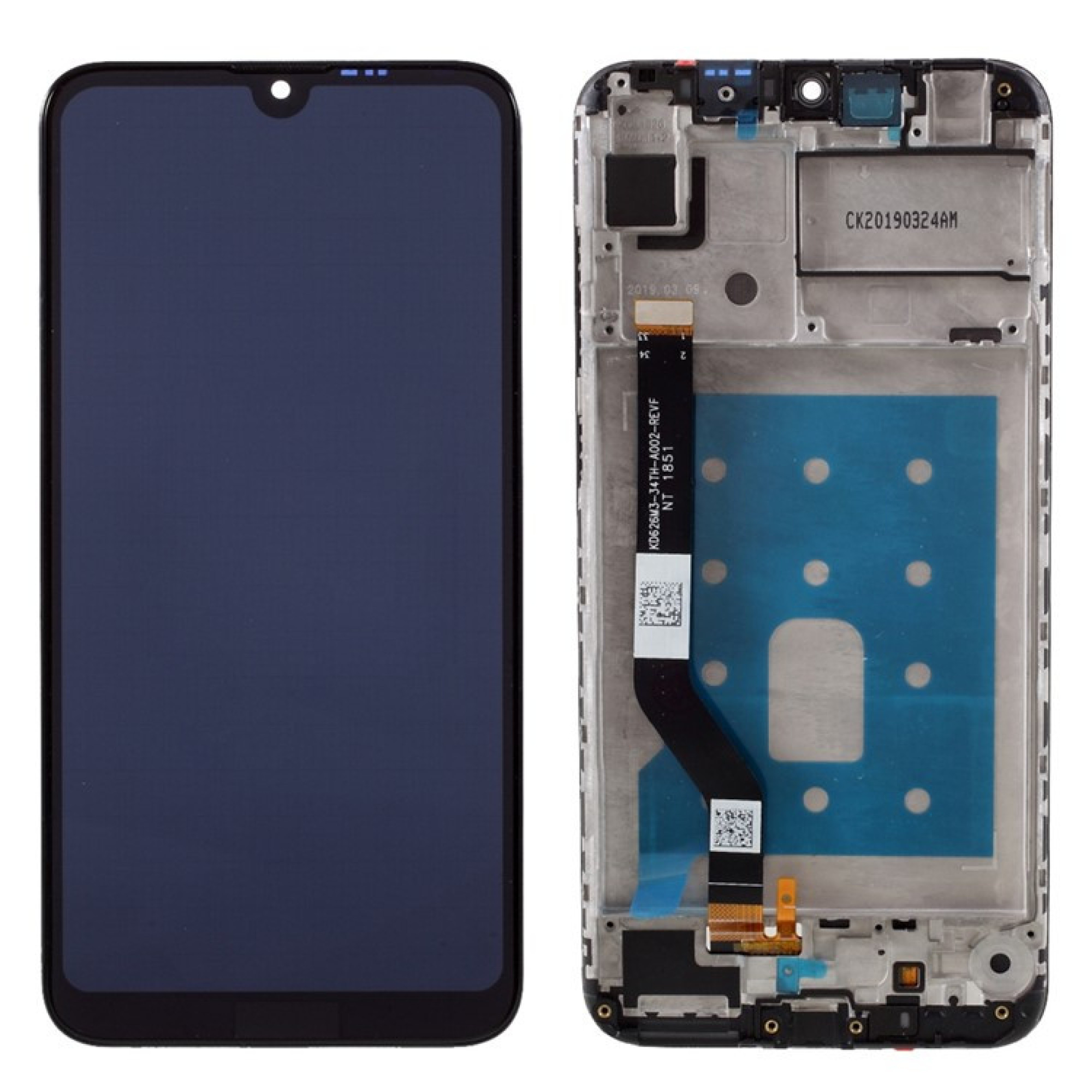 Дисплей (экран) для Huawei Y7 Pro 2019 (DUB-LX2) с тачскрином и рамкой, черный - фото