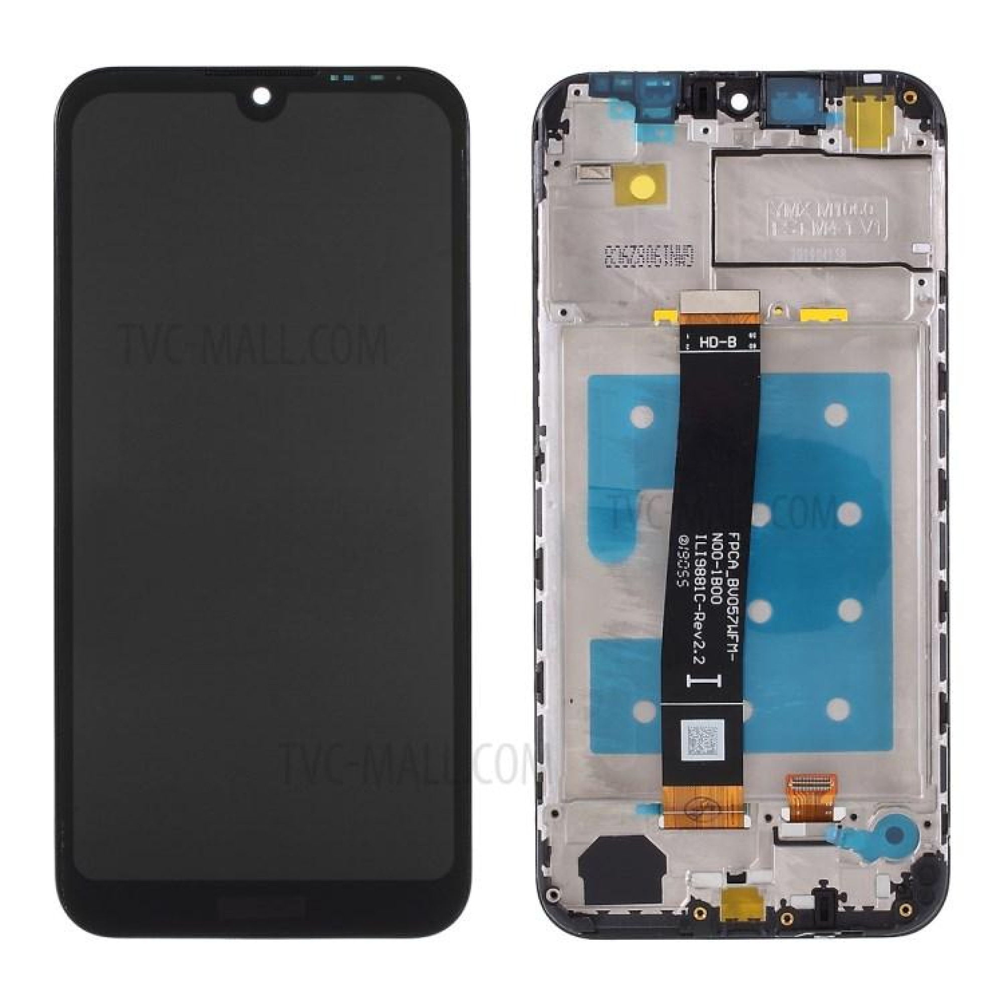 Дисплей (экран) для Huawei Y5 2019 (AMN-LX9) (Ver 2.2 Asian) c тачскрином и рамкой, черный - фото