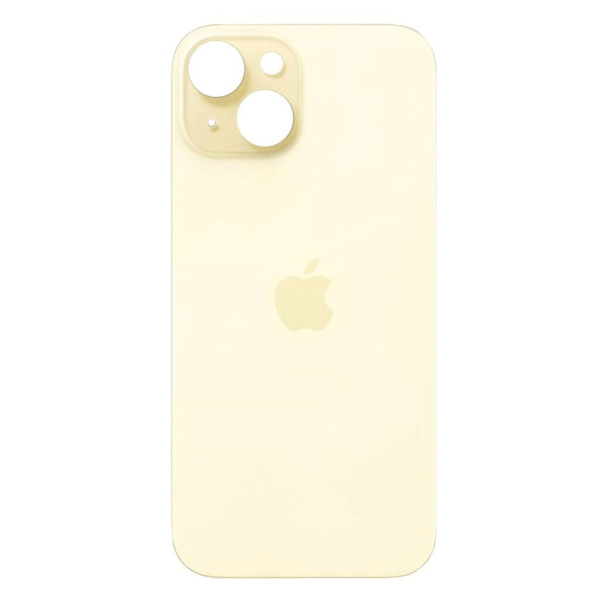 Задняя крышка для Apple iPhone 15 (широкое отверстие под камеру), желтая - фото