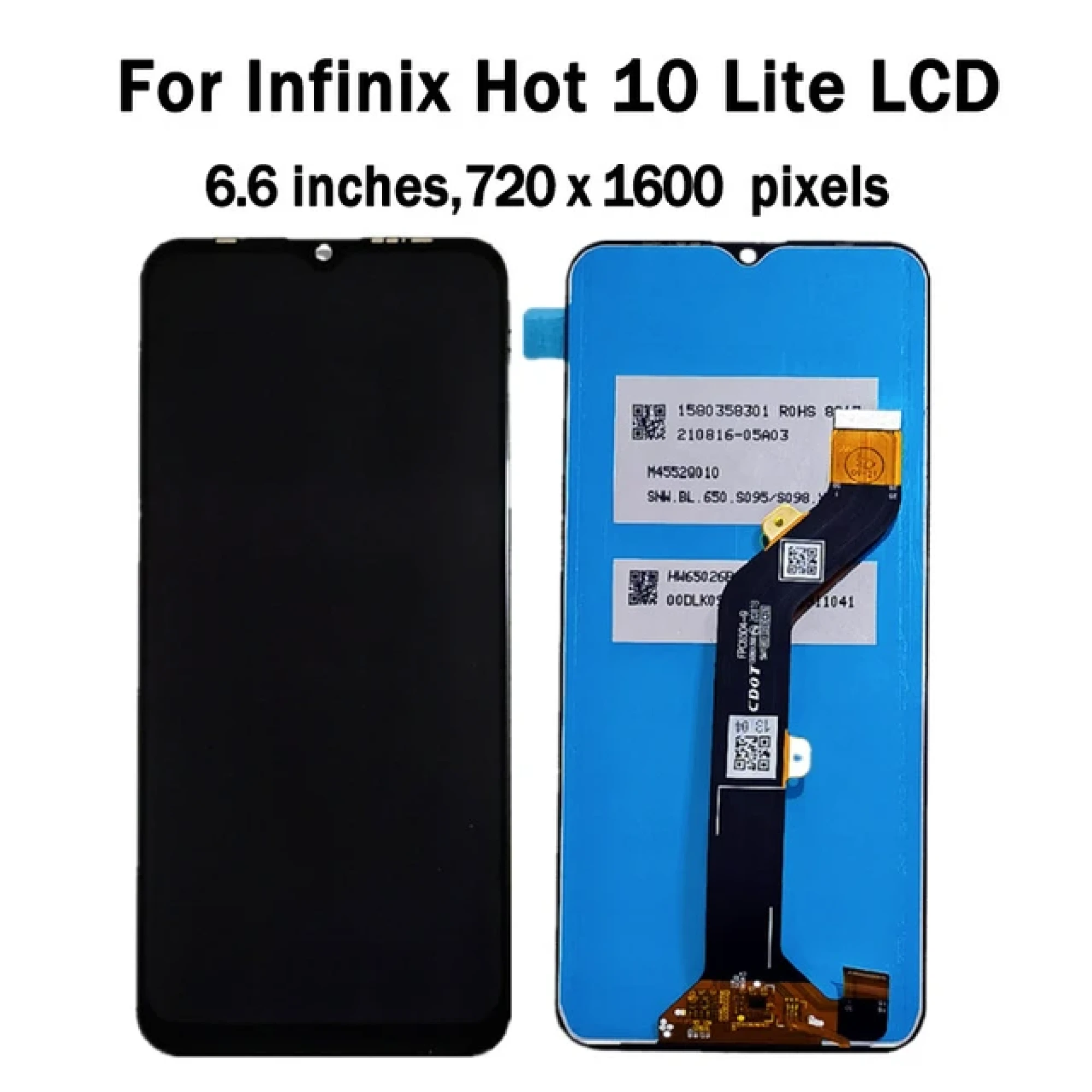 Дисплей (экран) для Infinix Hot 10 Lite c тачскрином (black) - фото