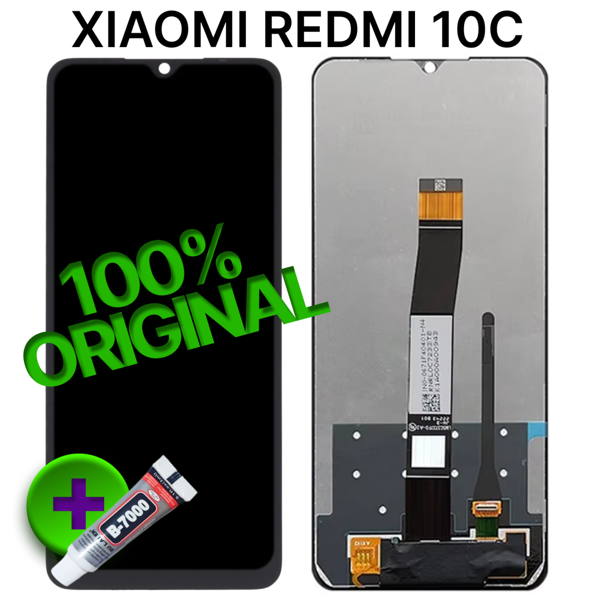 Дисплей (экран) для Xiaomi Redmi 10C Original 100% c тачскрином, черный - фото