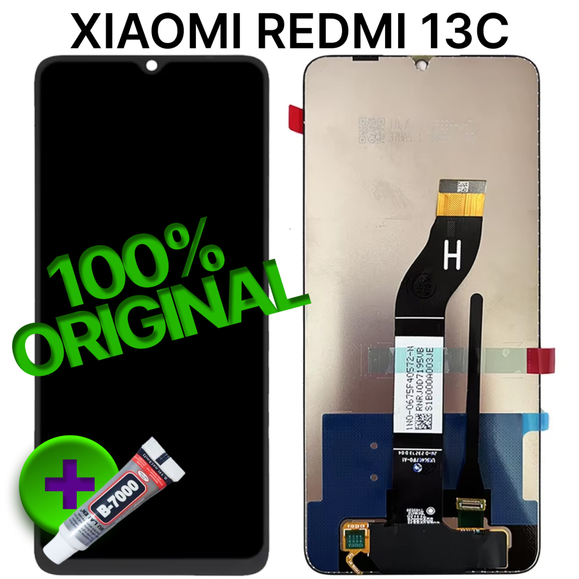 Дисплей (экран) для Xiaomi Redmi 13C Original 100% c тачскрином, черный - фото