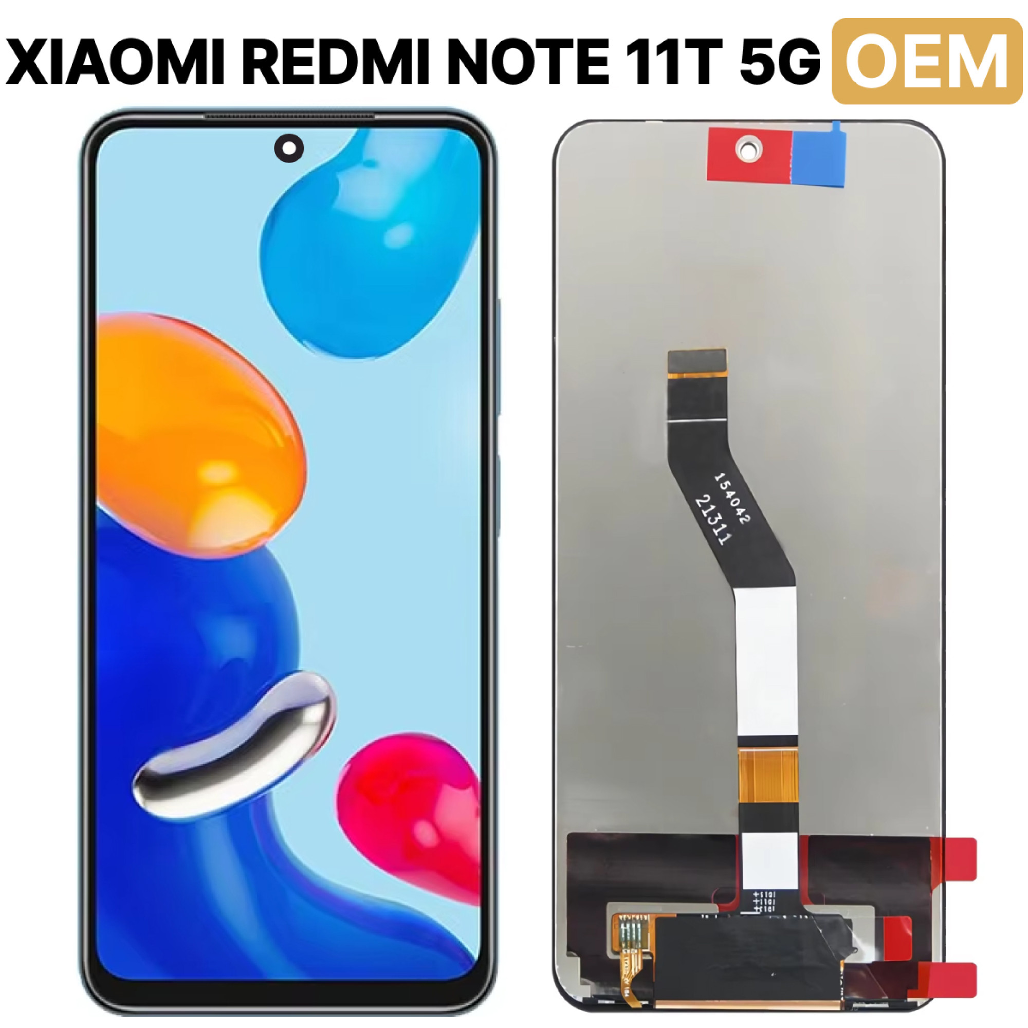 Дисплей (экран) для Xiaomi Redmi Note 11T 5G c тачскрином, черный - фото