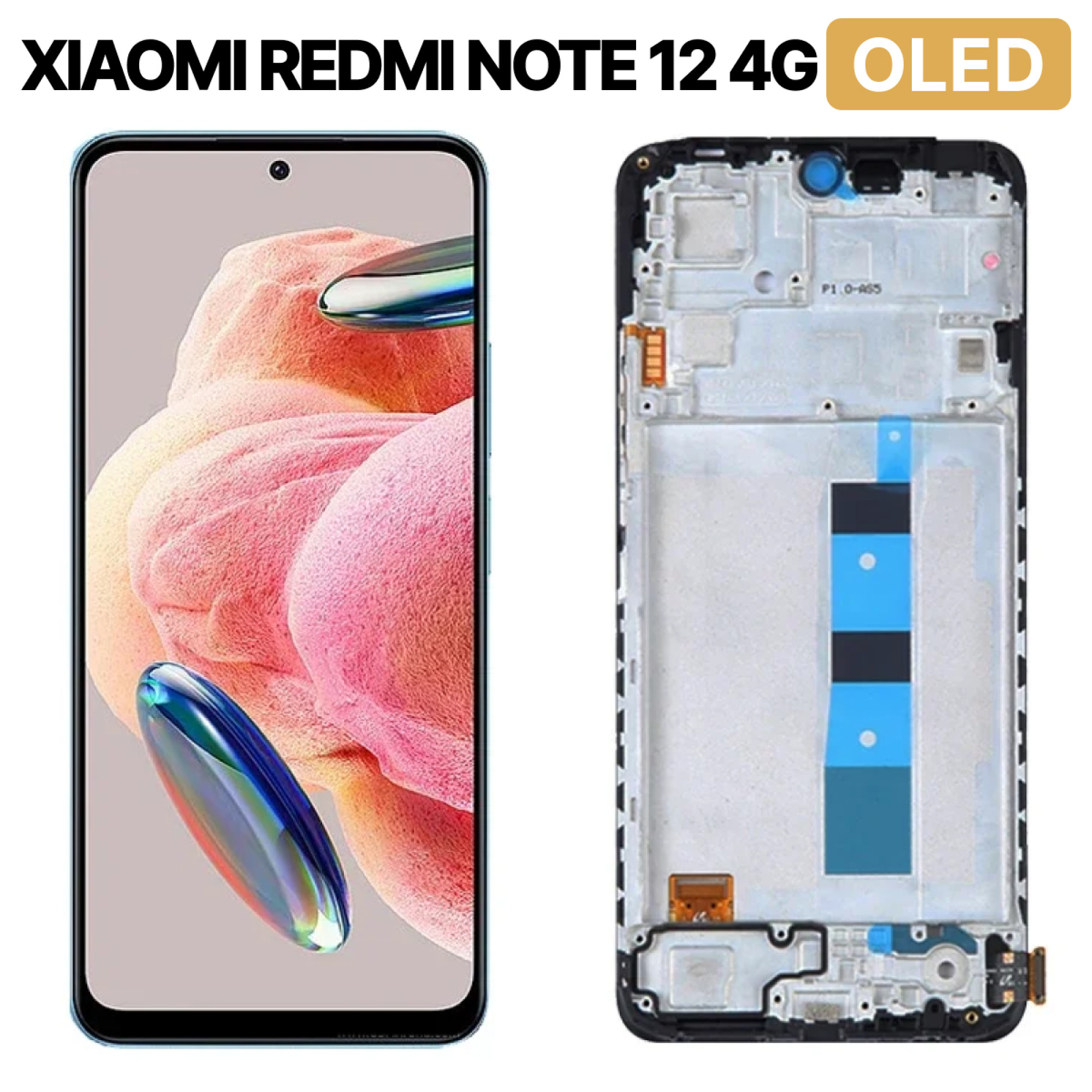Дисплей (экран) для Xiaomi Redmi Note 12 4G OLED в раме c тачскрином, черный - фото