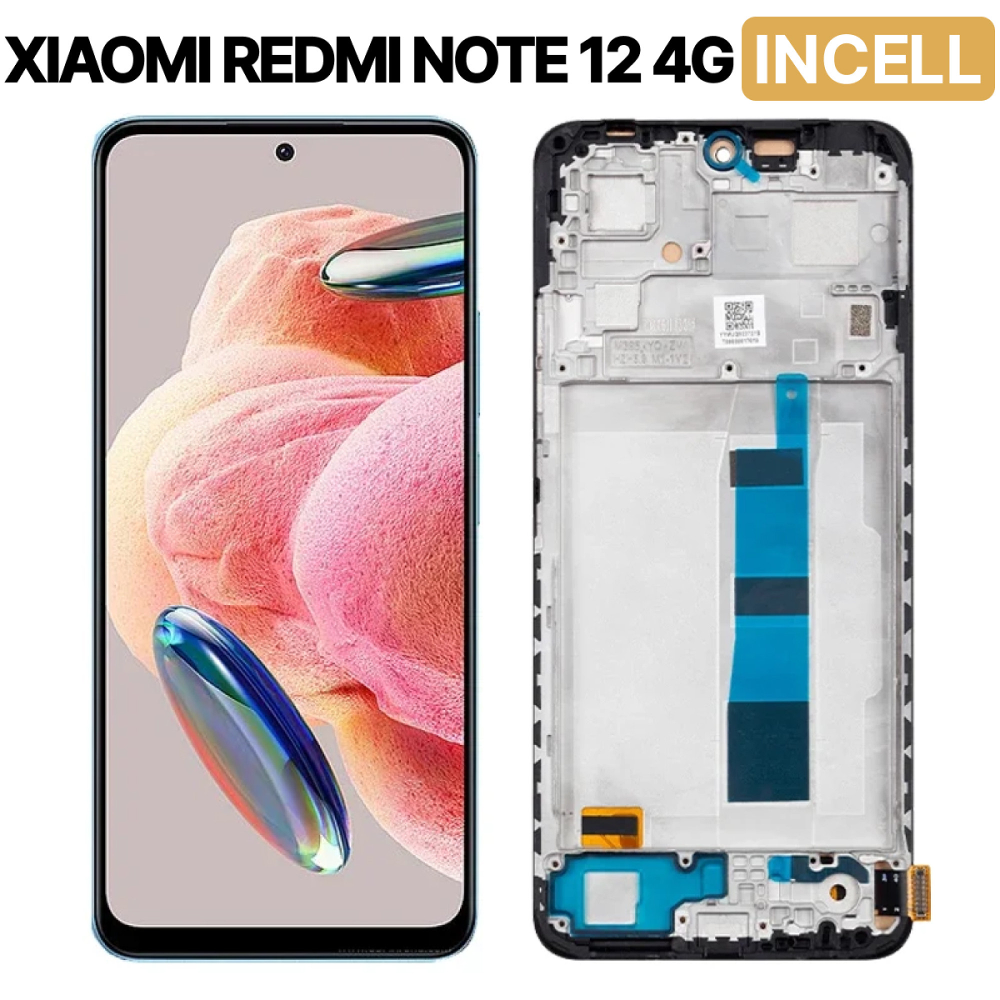 Дисплей (экран) для Xiaomi Redmi Note 12 4G INCELL в раме c тачскрином, черный - фото