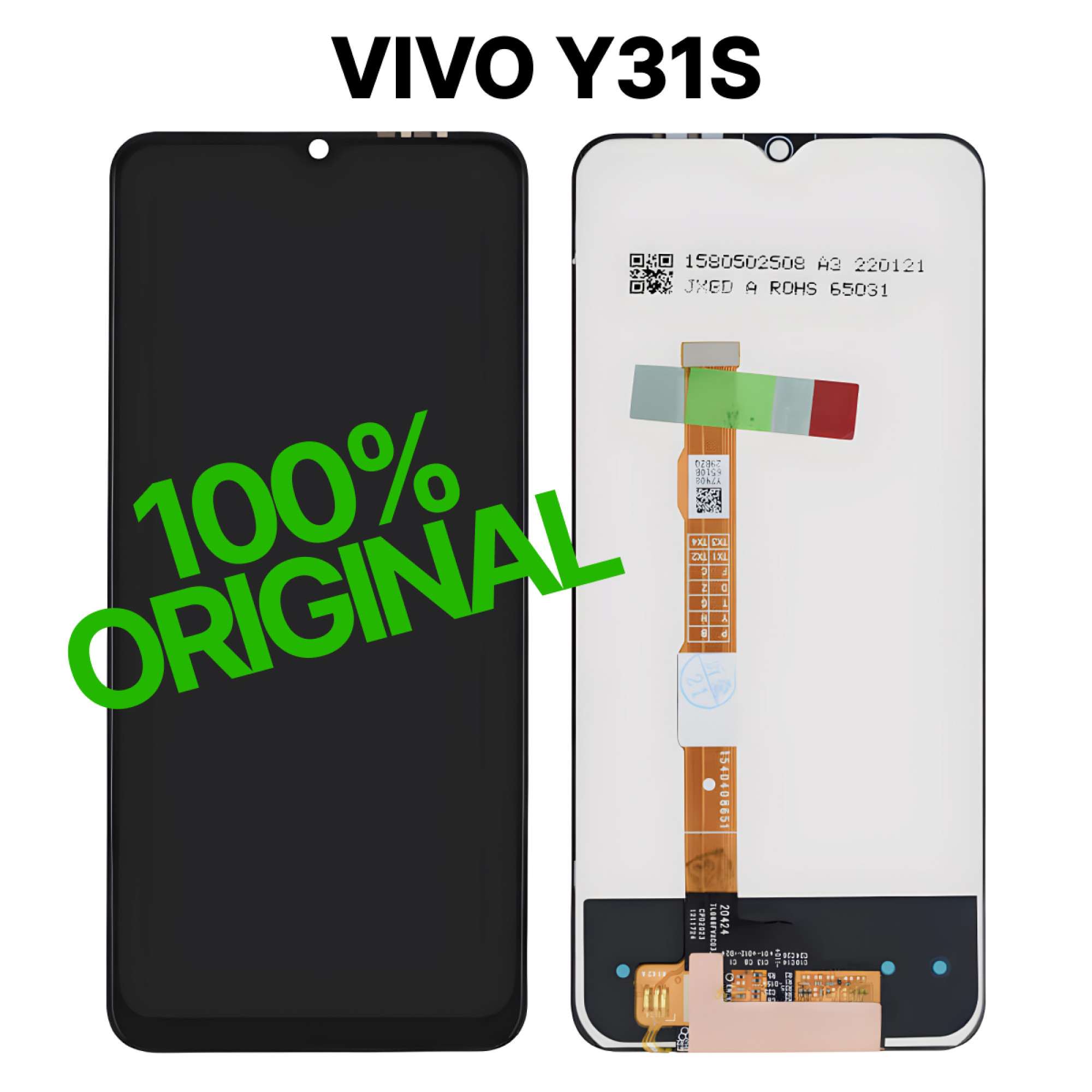 Дисплей (экран) для Vivo Y31s Original 100% c тачскрином, черный - фото