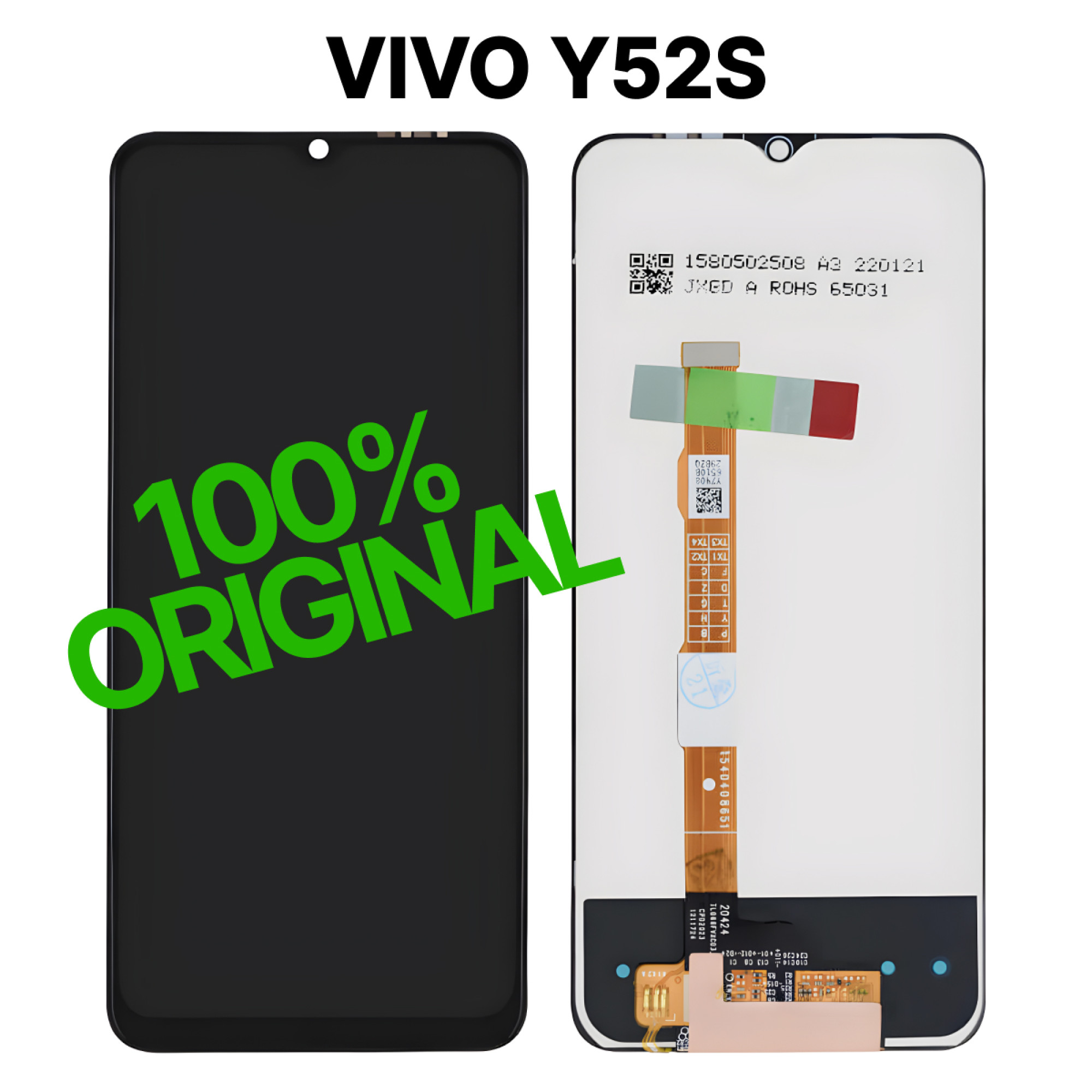 Дисплей (экран) для Vivo Y52s Original 100% c тачскрином, черный - фото