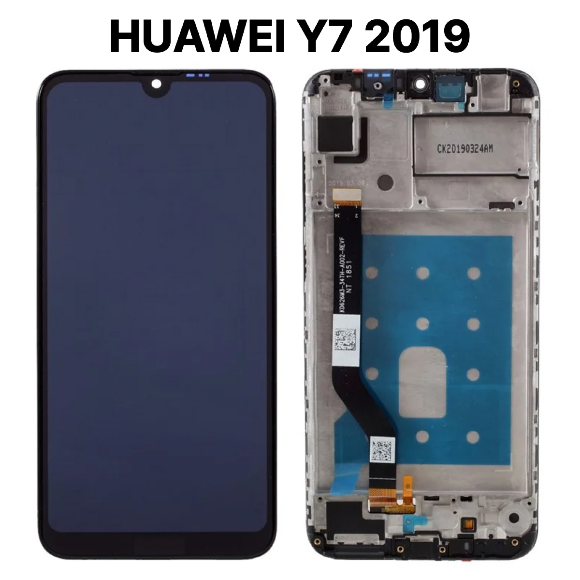 Дисплей (экран) для Huawei Y7 2019 (DUB-LX1) с тачскрином и рамкой, черный - фото