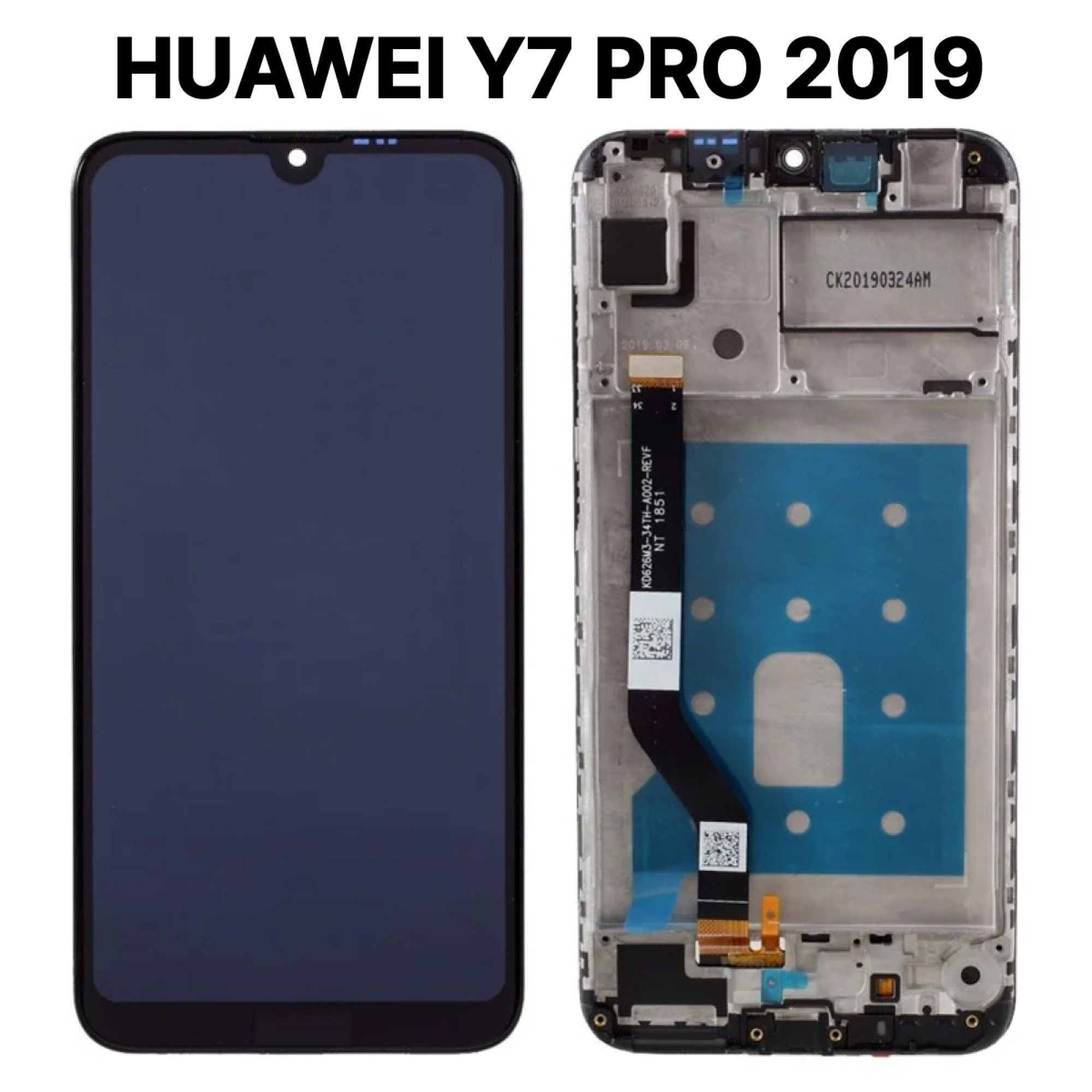Дисплей (экран) для Huawei Y7 Pro 2019 (DUB-LX2) с тачскрином и рамкой, черный - фото