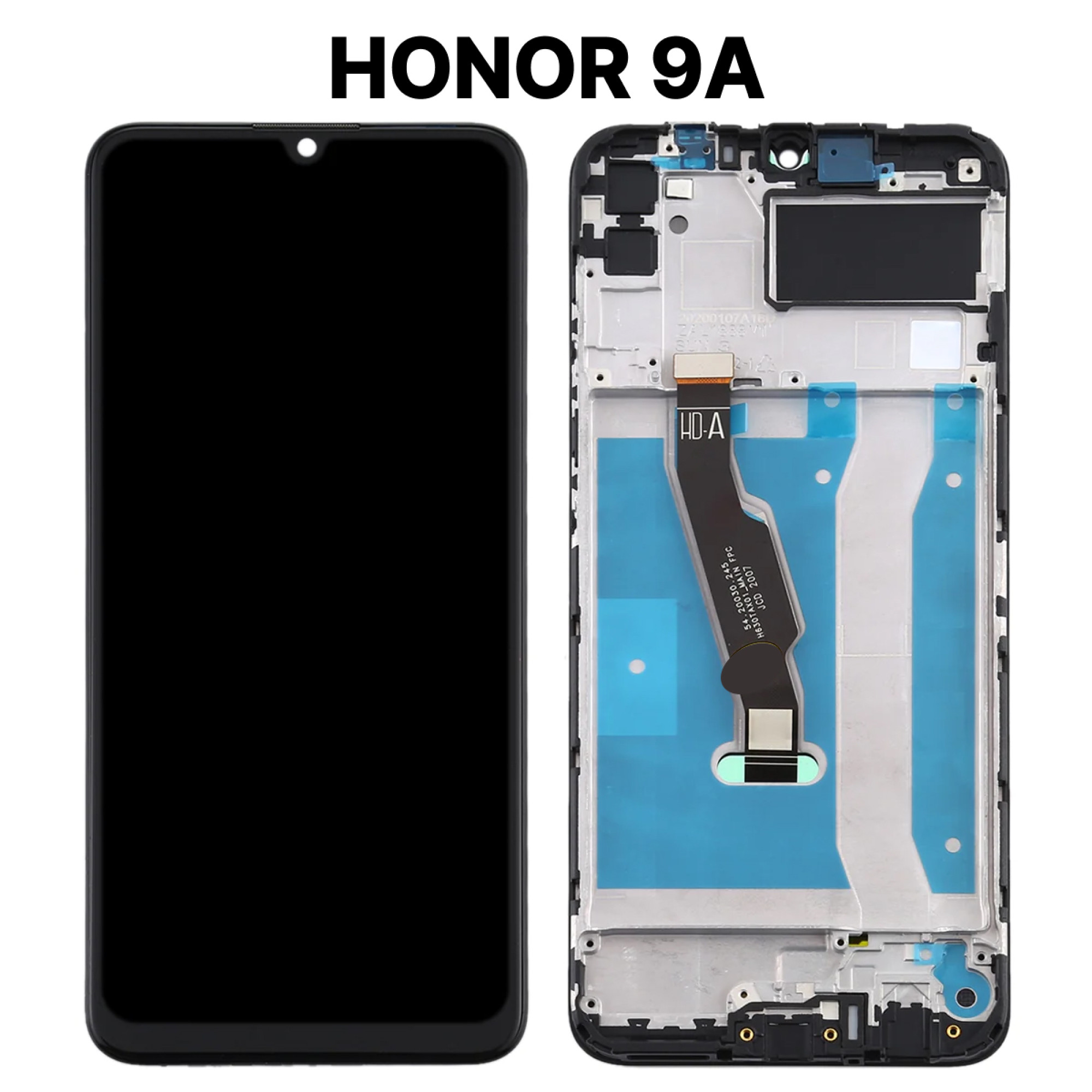 Дисплей (экран) для Huawei Honor 9A (MOA-LX9N) с тачскрином в раме, черный - фото