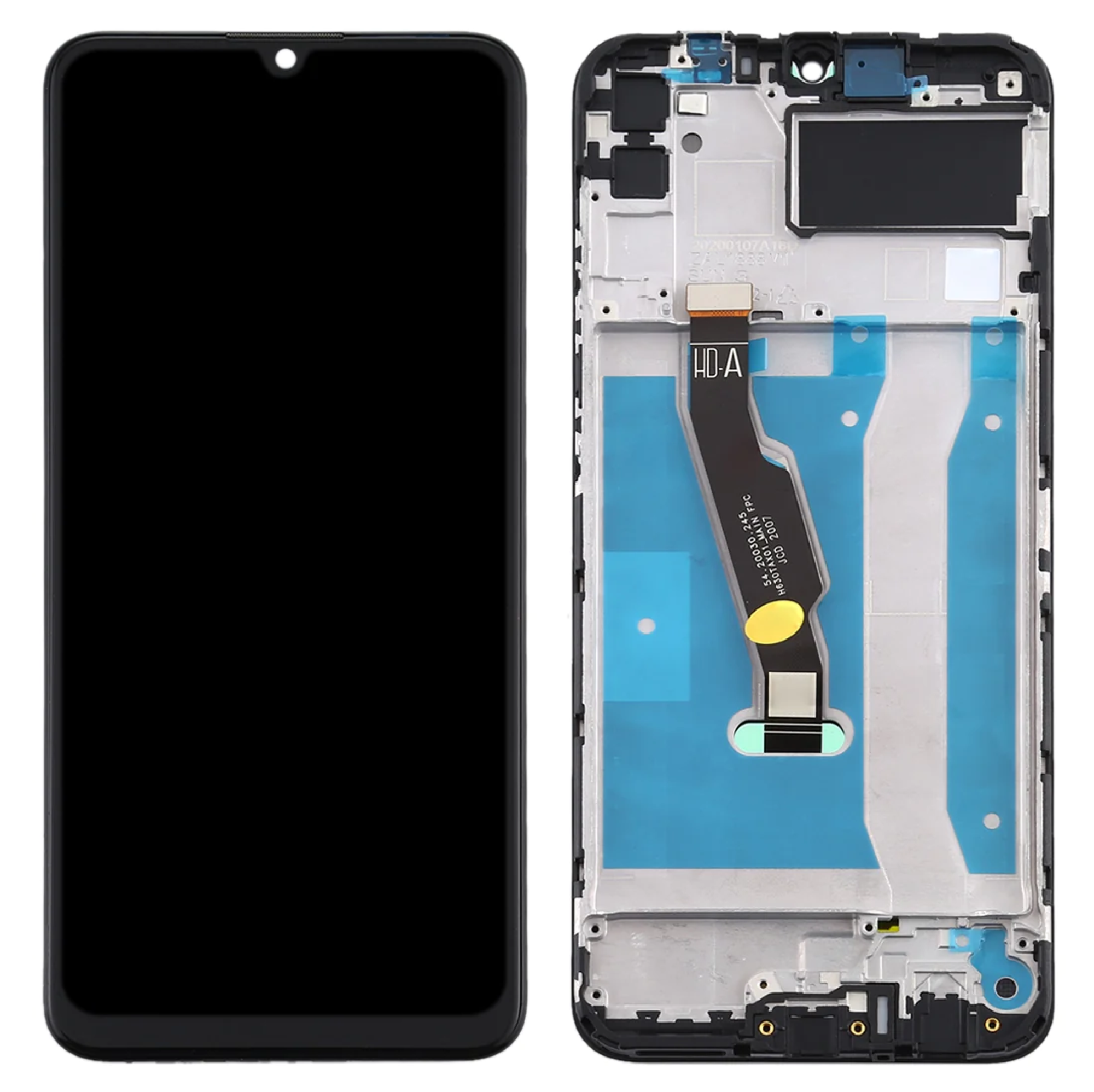 Дисплей (экран) для Huawei Honor 9A (MOA-LX9N) с тачскрином в раме, черный - фото