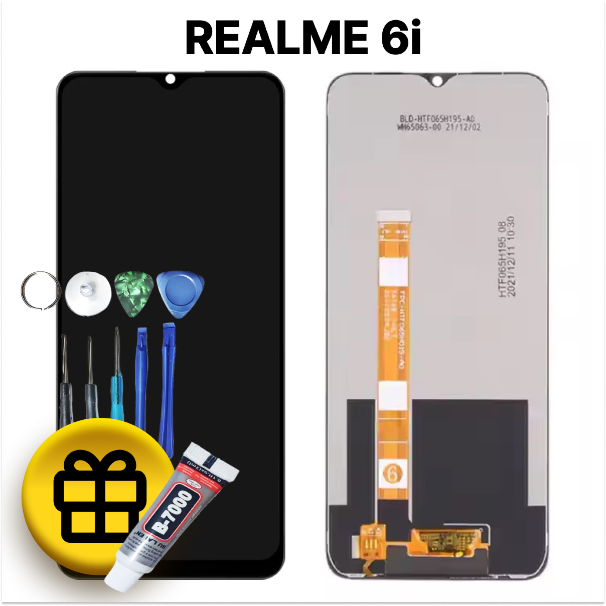 Дисплей (экран) для Realme 6i с тачскрином, черный - фото