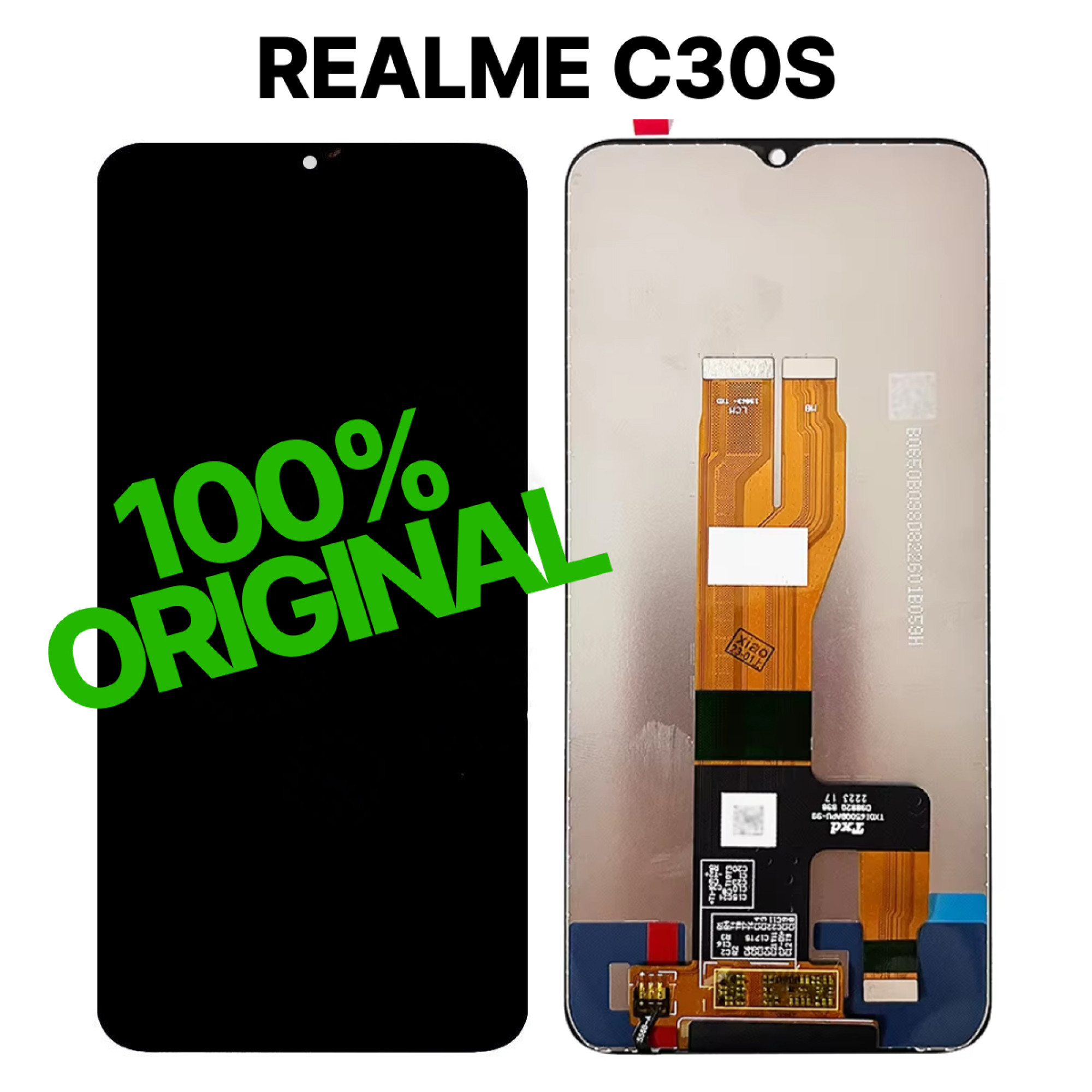 Дисплей (экран) для Realme C30S с тачскрином, черный, Оригинал - фото