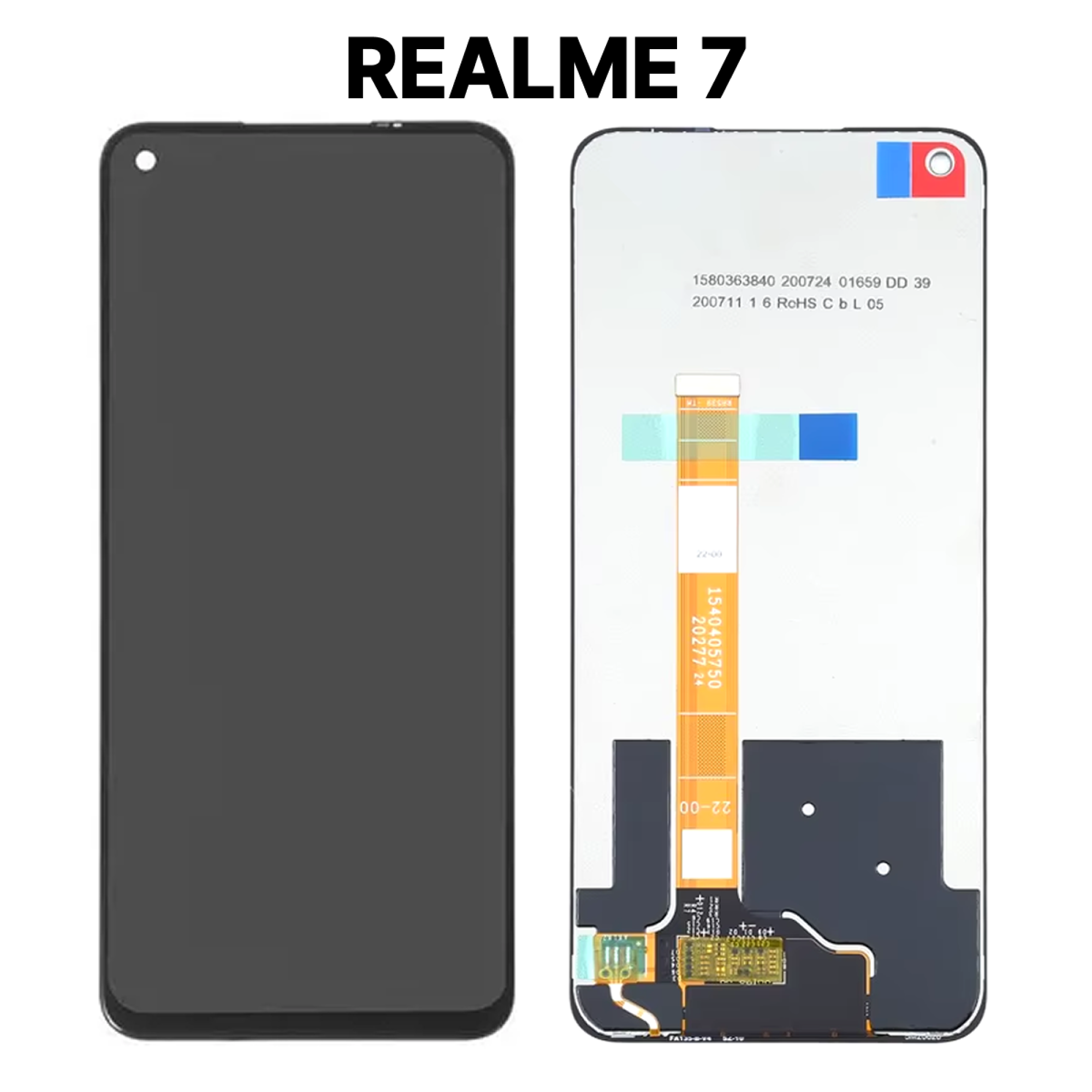 Дисплей (экран) для Realme 7 с тачскрином, черный - фото