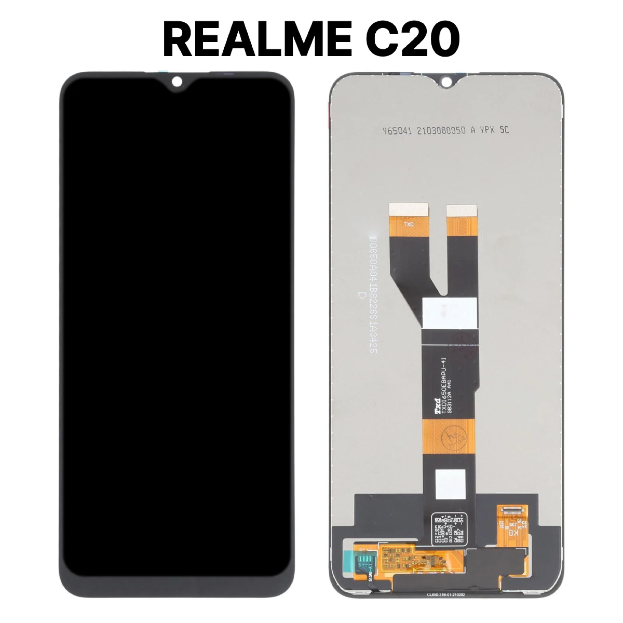 Дисплей (экран) для Realme C20 с тачскрином, черный - фото