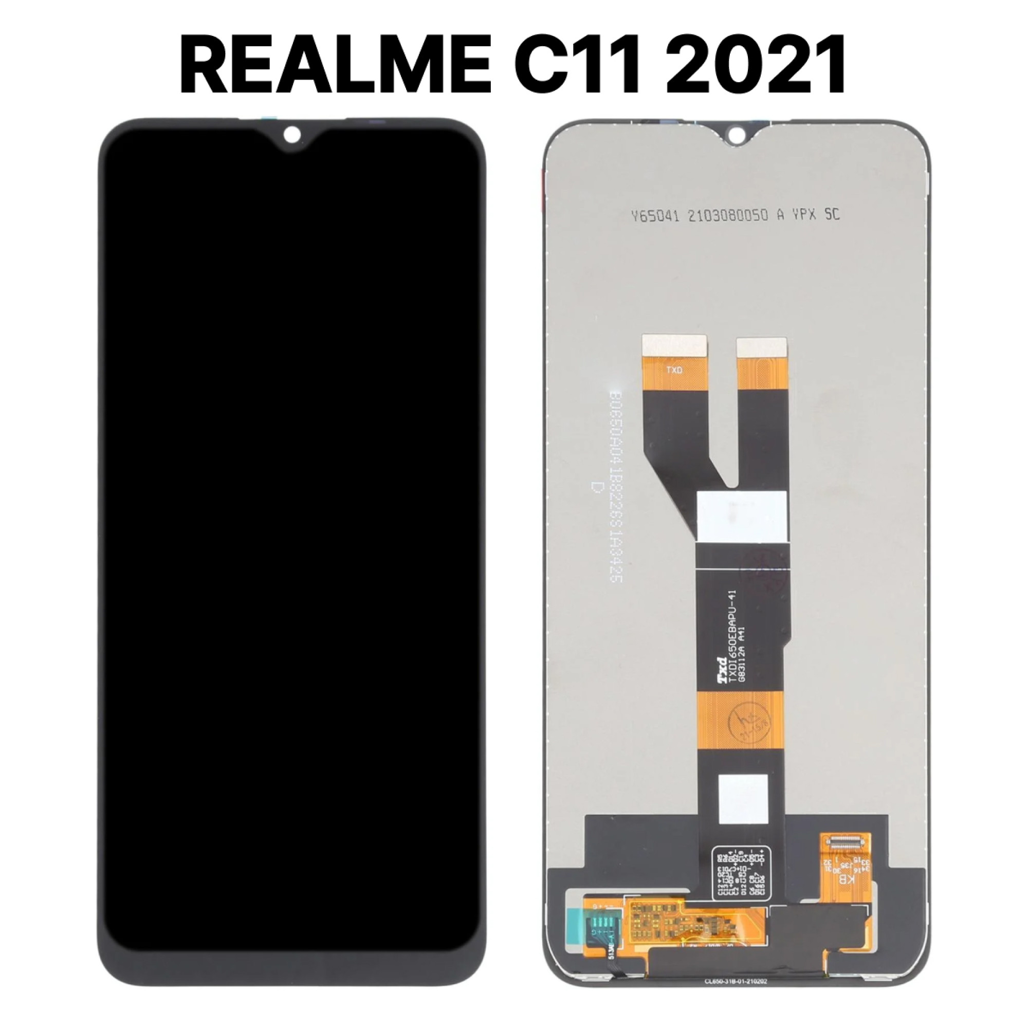 Дисплей (экран) для Realme C11 2021 с тачскрином, черный - фото