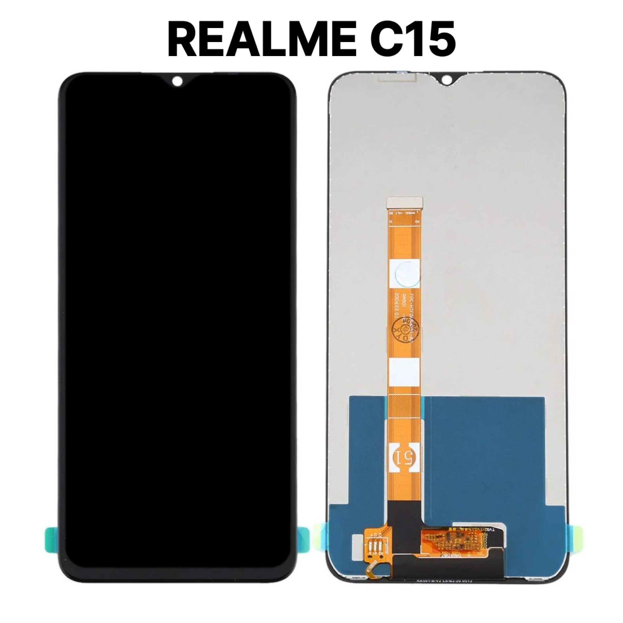 Дисплей (экран) для Realme C15 с тачскрином, черный - фото