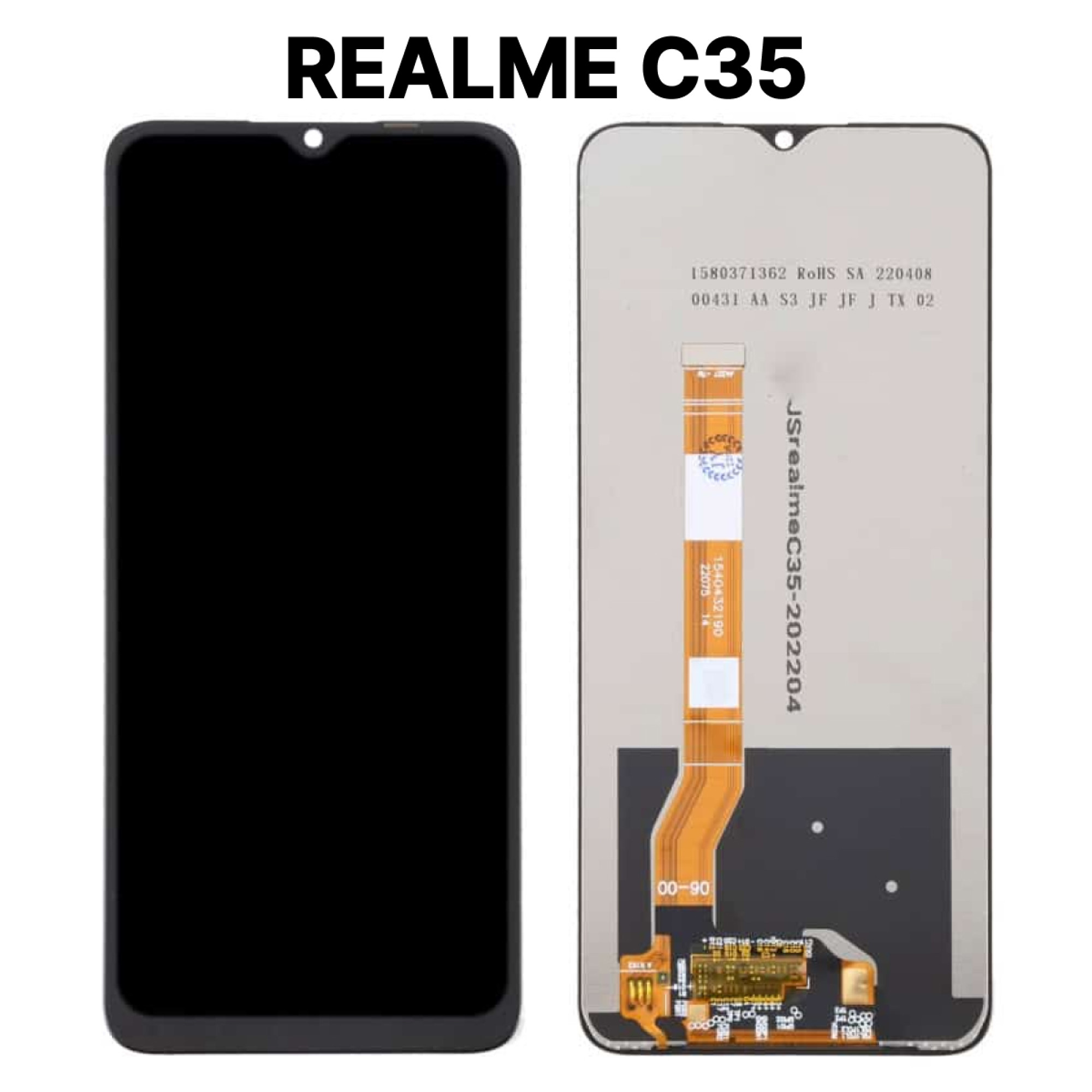 Дисплей (экран) для Realme C35 с тачскрином, черный - фото