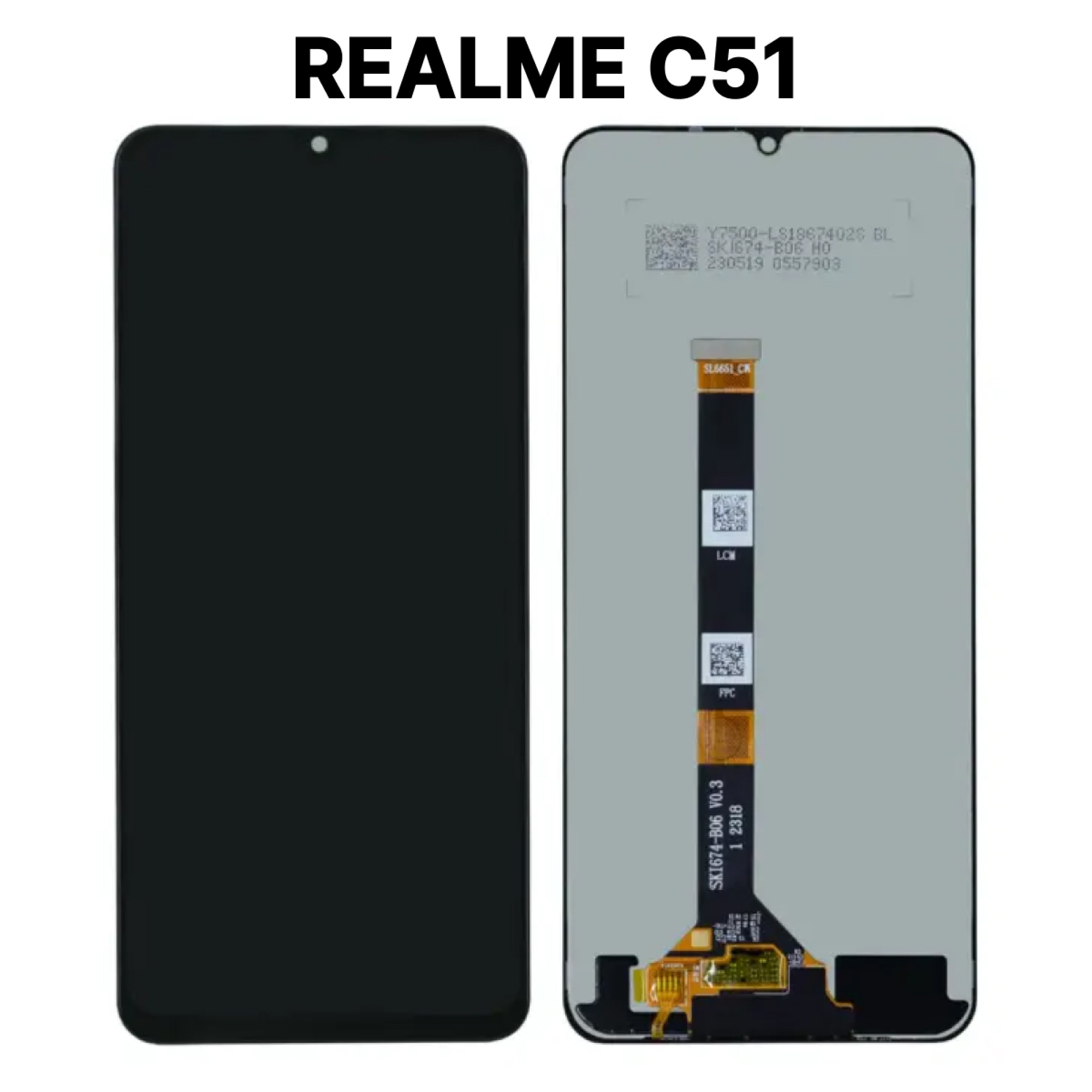 Дисплей (экран) для Realme C51 с тачскрином, черный - фото