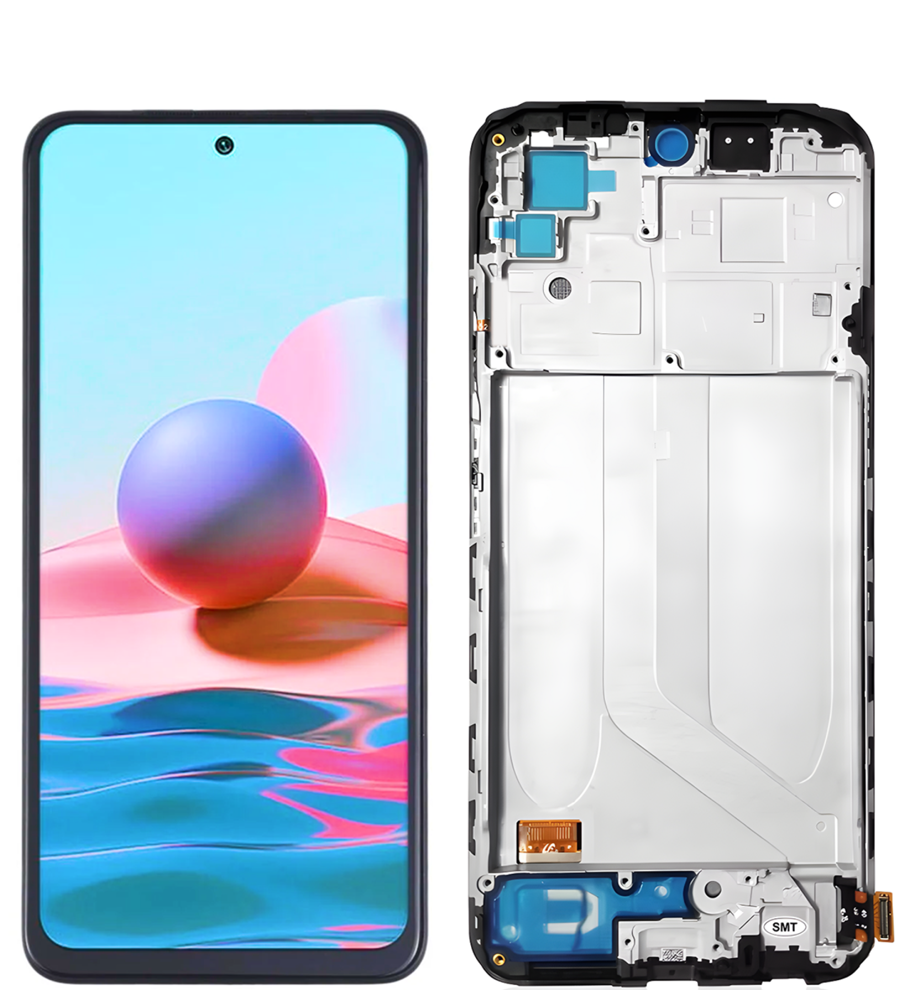 Дисплей (экран) для Xiaomi Redmi Note 10S OLED в раме с тачскрином, черный - фото