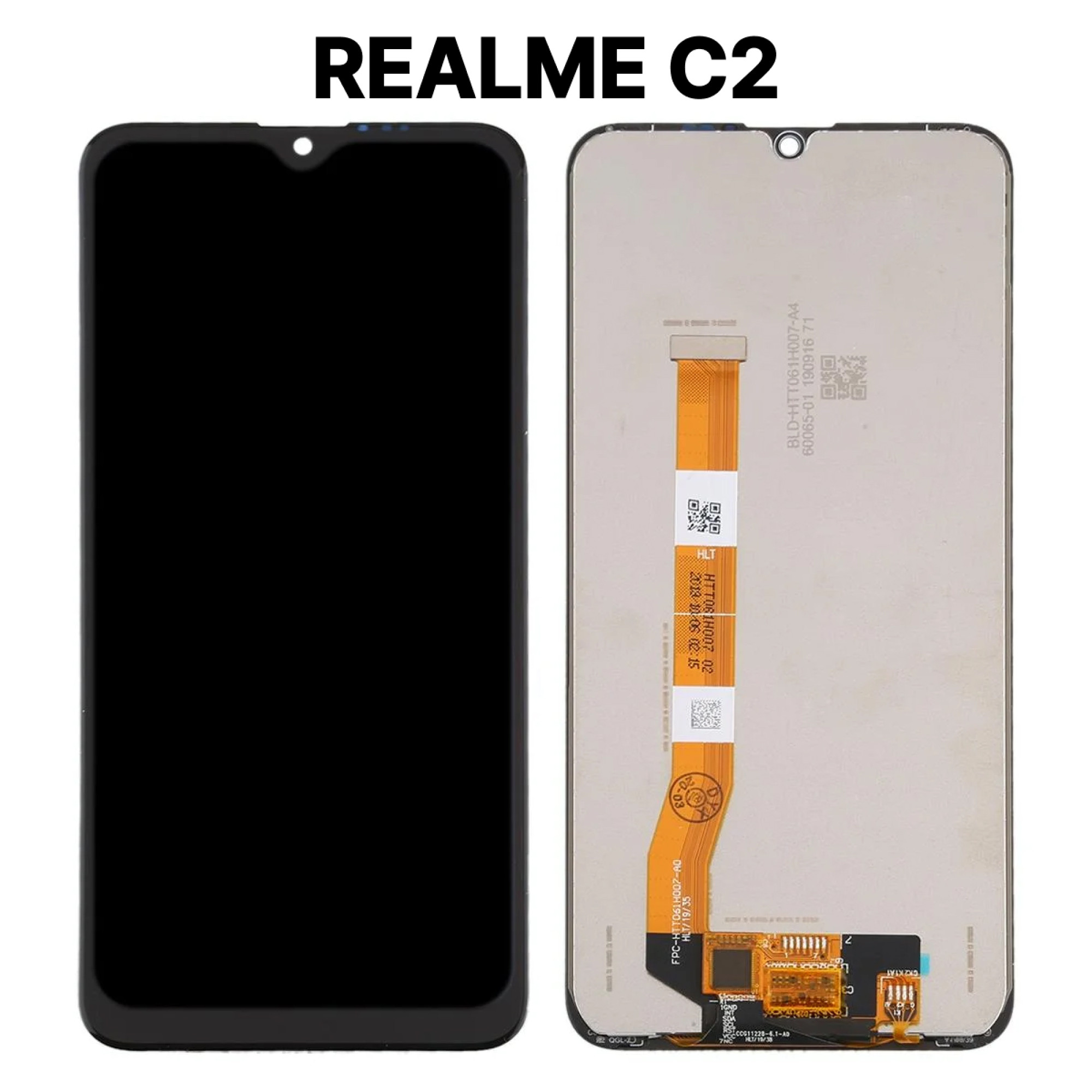 Дисплей (экран) для Realme C2 с тачскрином, черный - фото