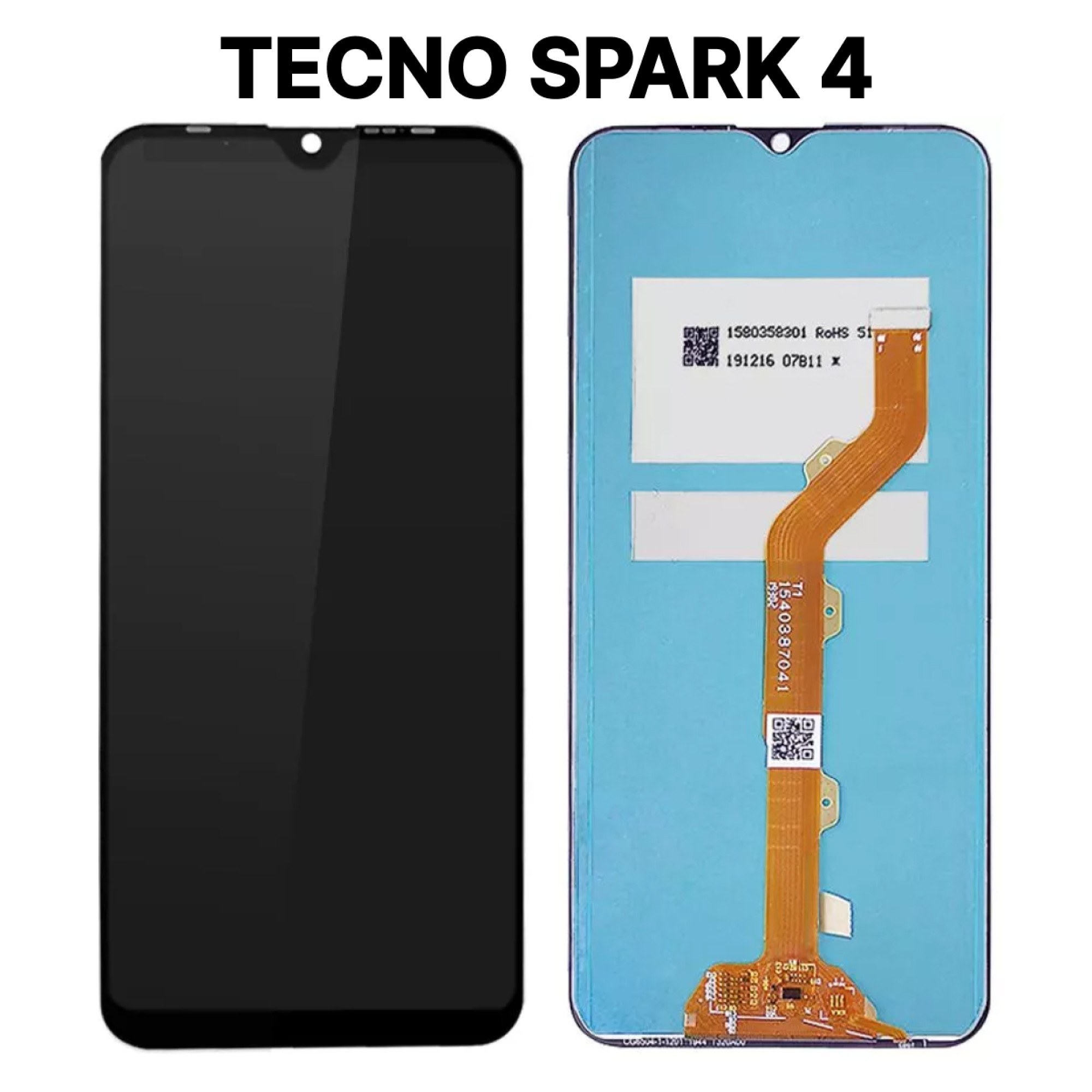 Дисплей (экран) для Tecno Spark 4 c тачскрином, черный - фото