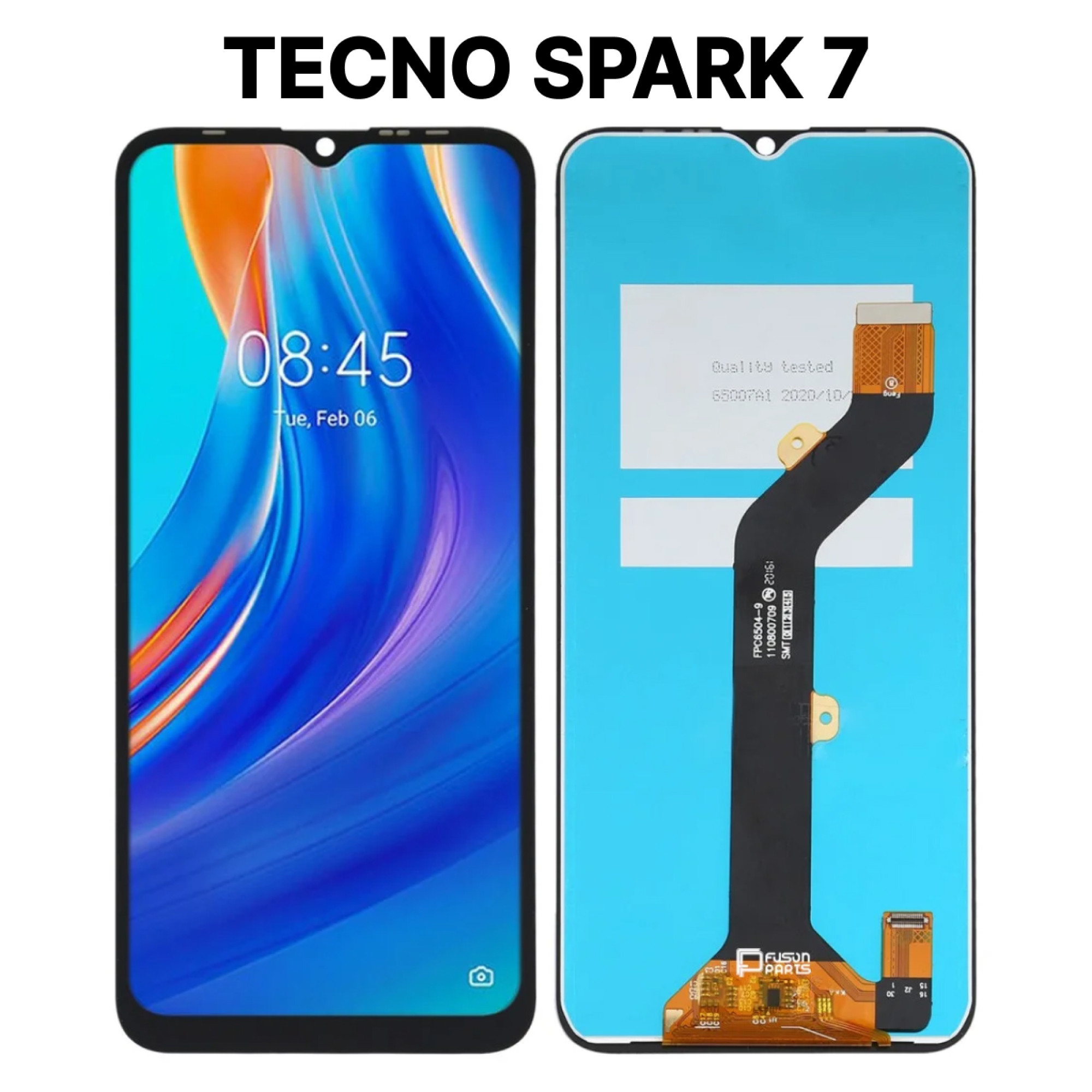 Дисплей (экран) для Tecno Spark 7 c тачскрином, черный - фото
