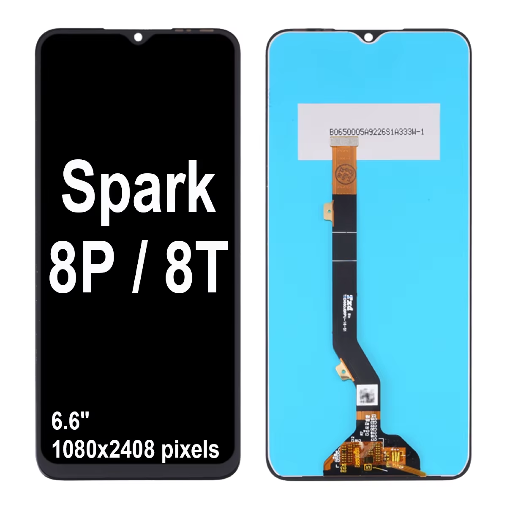 Дисплей (экран) для Tecno Spark 8P c тачскрином, черный - фото