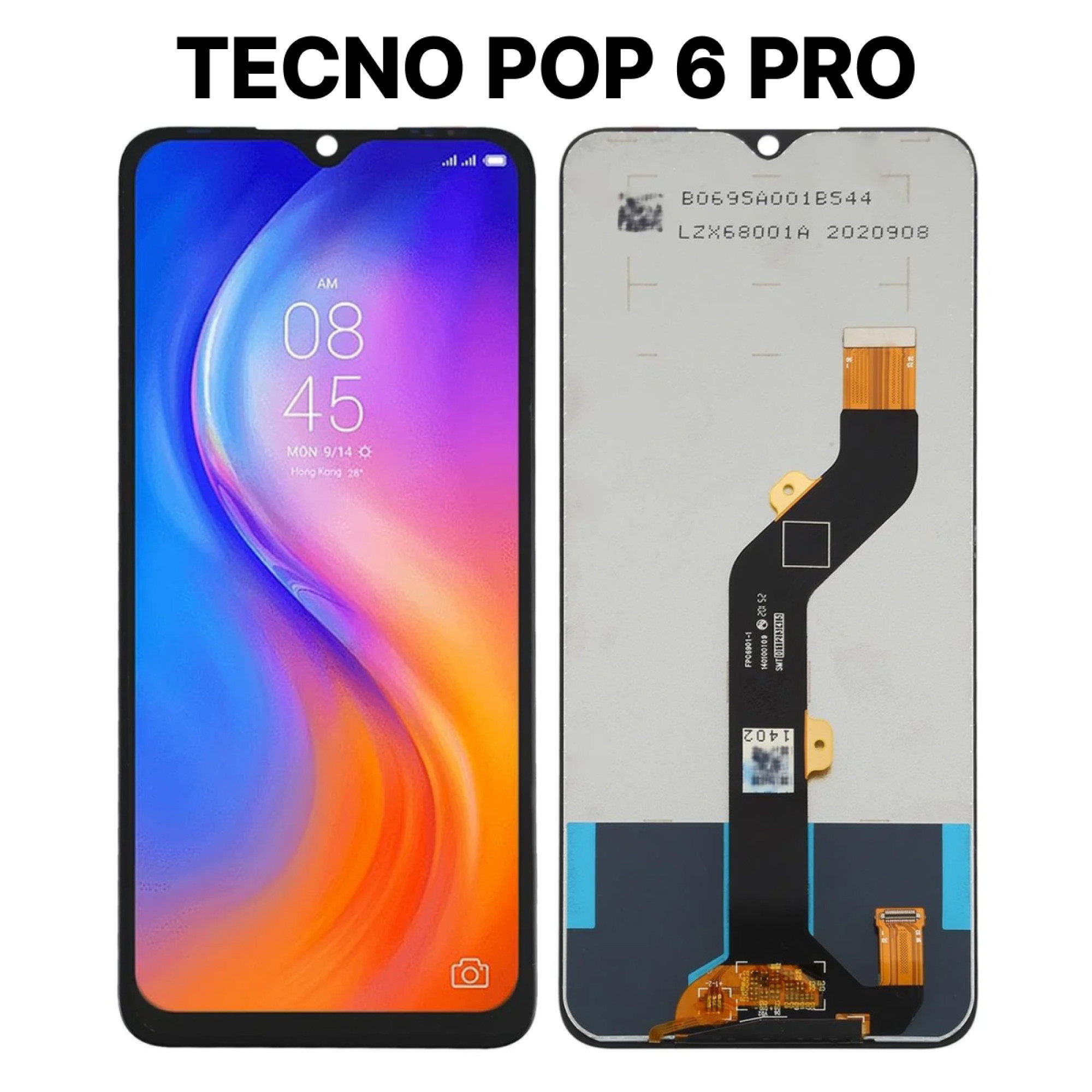 Дисплей (экран) для Tecno Pop 6 Pro c тачскрином, черный - фото