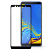 Защитное стекло для Samsung Galaxy A7 2018 (A750) с полной проклейкой (Full Screen), черное - фото