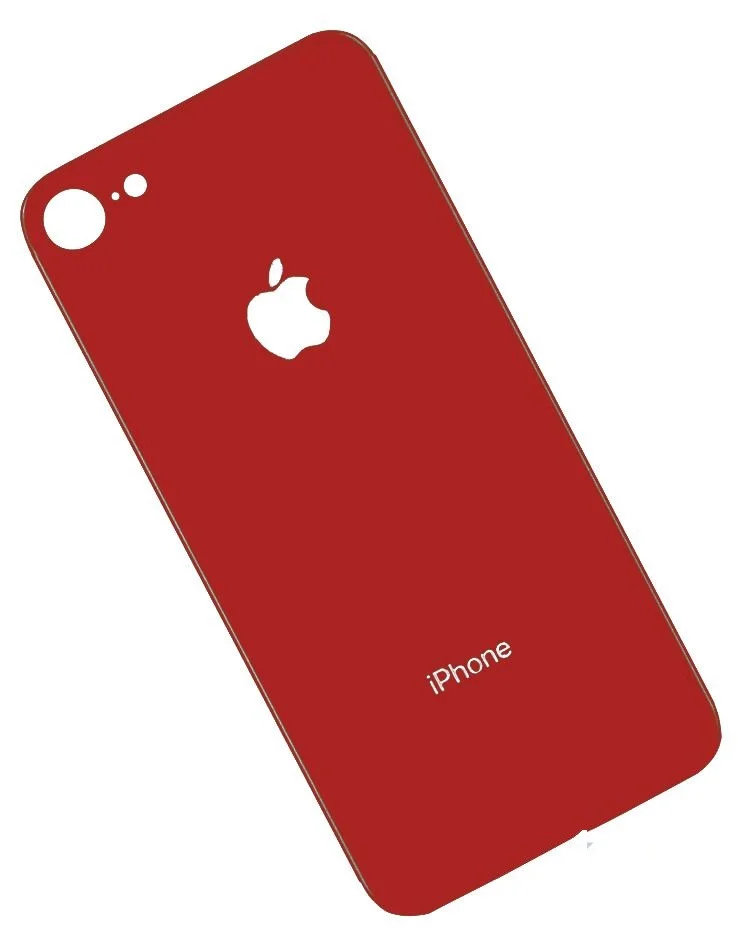 Задняя крышка для Apple iPhone 8G + кольцо камеры со стеклом, красная - фото