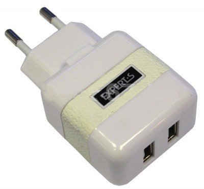 Зарядное устройство сетевое USB, Experts TCU-22, 2 USB, 2A, белый - фото