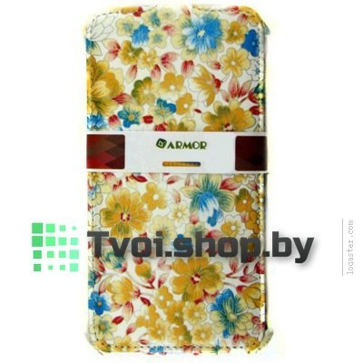 Чехол для Nokia Lumia 640 XL блокнот Armor Case Floral, желтый - фото