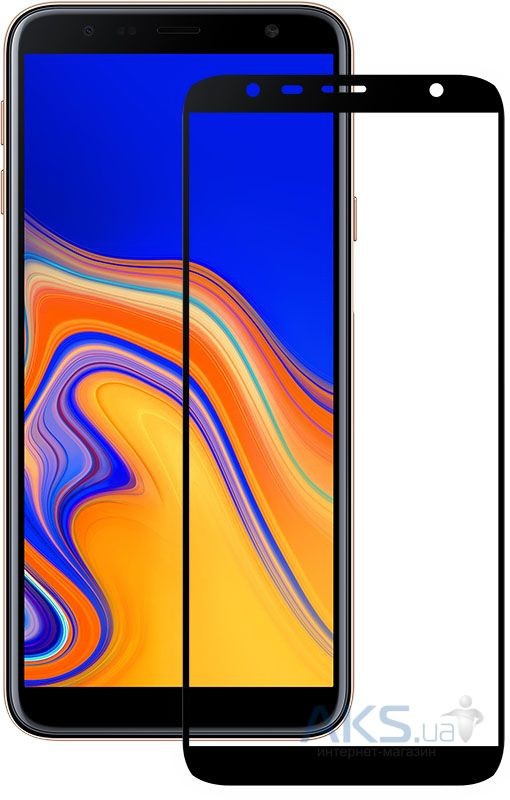 Защитное стекло для Samsung Galaxy J4 Plus 2018 (J415) с полной проклейкой (Full Screen), черное - фото