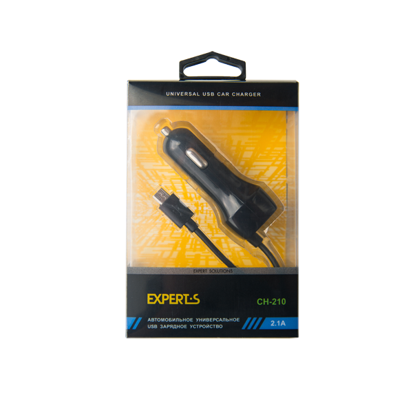 Автомобильное зарядное устройство EXPERTS CH-210 (2.1A) с кабелем micro USB , черное